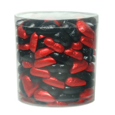 Barrel-Hearts-Milk-Chocolate-Red-Black Chocolate Gems